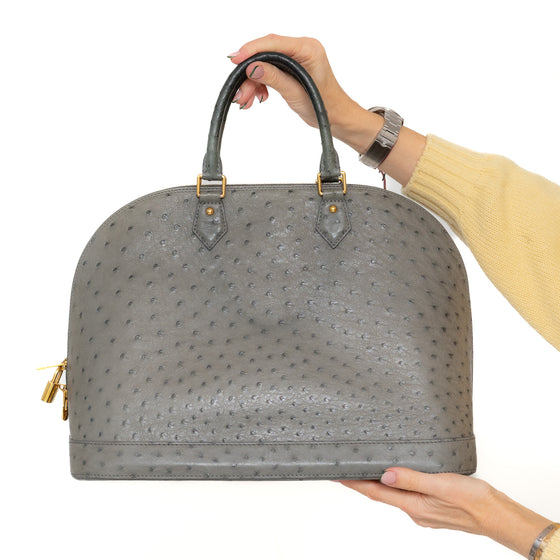 Louis Vuitton Grey Ostrich Leather Alma GM Bag