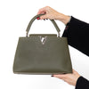 Louis Vuitton Khaki Capucines MM Leather Bag
