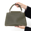 Louis Vuitton Khaki Capucines MM Leather Bag