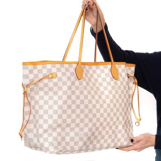 Louis Vuitton Rose Beige Damier Ebene Neverfull GM Bag