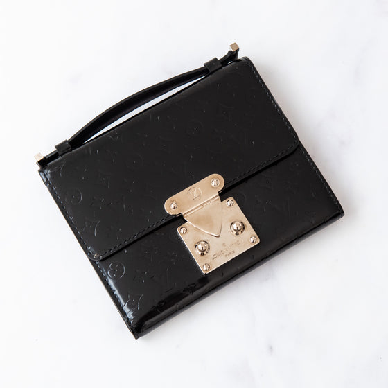 Louis Vuitton Black Monogram Glace Anouchka PM Clutch Wallet