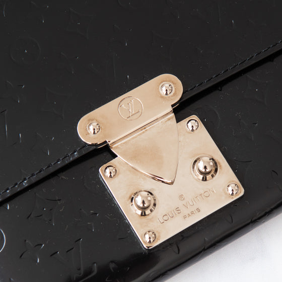 Louis Vuitton Black Monogram Glace Anouchka PM Clutch Wallet