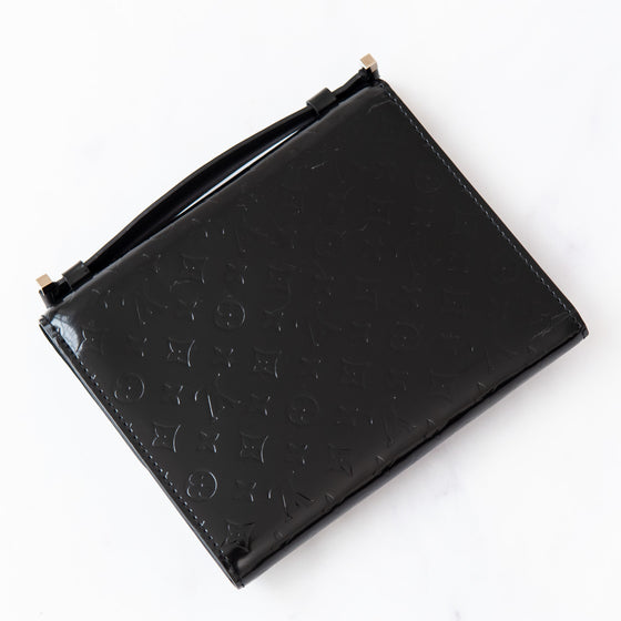 Louis Vuitton Black Monogram Glace Anouchka PM Clutch Wallet