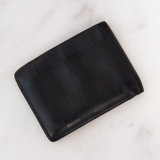 Louis Vuitton Black Damier Leather Bifold  Wallet