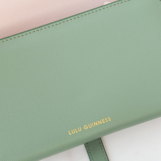 Lulu Guinness Sage  Green Wallet On Chain Bag