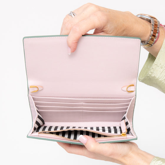 Lulu Guinness Sage  Green Wallet On Chain Bag