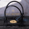 Mulberry Bayswater Black Moc Croc Embossed Leather Bag