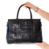 Mulberry Bayswater Black Moc Croc Embossed Leather Bag