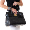 Mulberry Bayswater Black Moc Croc Embossed Leather Bag