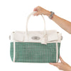 Mulberry Bayswater Buckle Woven Leather Jungle Green And Cream Bag