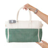 Mulberry Bayswater Buckle Woven Leather Jungle Green And Cream Bag