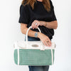 Mulberry Bayswater Buckle Woven Leather Jungle Green And Cream Bag