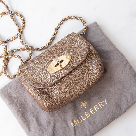 Mulberry Mini Lily Metallic Mushroom Goatskin Leather Bag