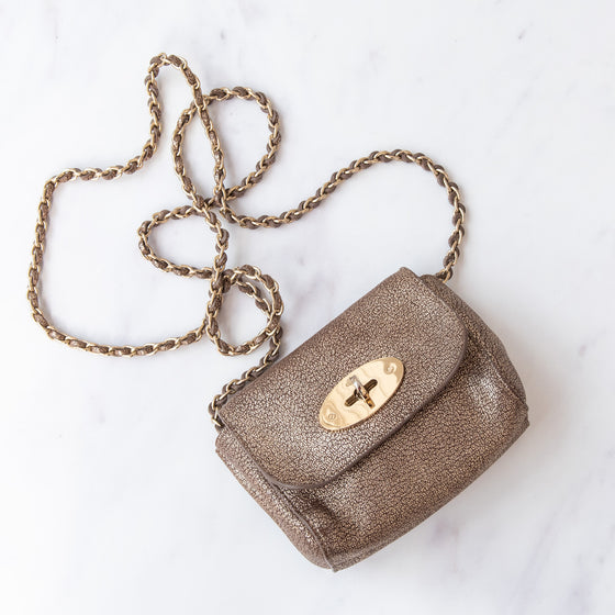 Mulberry Mini Lily Metallic Mushroom Goatskin Leather Bag