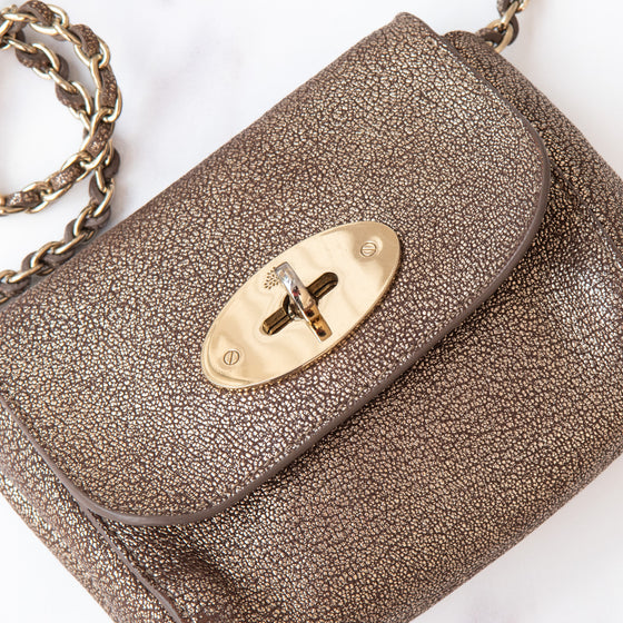Mulberry Mini Lily Metallic Mushroom Goatskin Leather Bag