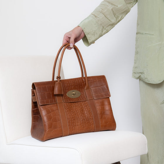 Mulberry Oak Mock Croc Bayswater Tote Bag