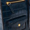 Mulberry Cherwell Teal Blue Embossed Patent Leather Bag