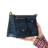 Mulberry Cherwell Teal Blue Embossed Patent Leather Bag