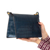 Mulberry Cherwell Teal Blue Embossed Patent Leather Bag