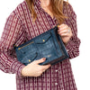 Mulberry Cherwell Teal Blue Embossed Patent Leather Bag