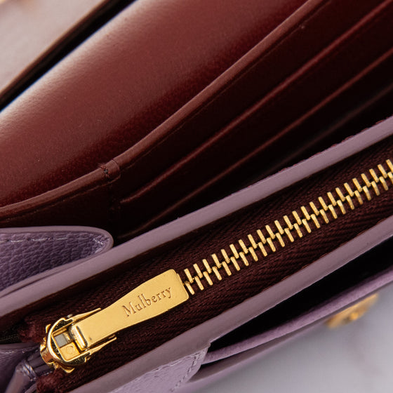 Mulberry Medium Continental French Purse Small Classic Grain Lilac Leather
