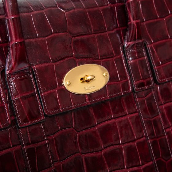Mulberry Oxblood Bayswater Heritage Mock Croc Leather Bag