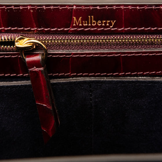 Mulberry Oxblood Bayswater Heritage Mock Croc Leather Bag