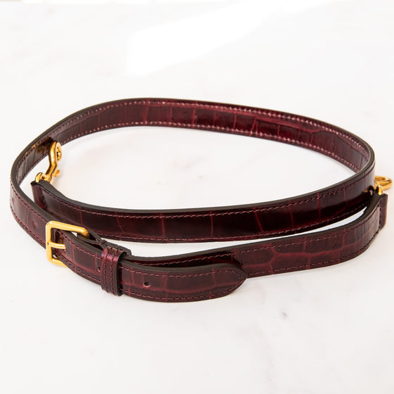 Mulberry Oxblood Bayswater Heritage Mock Croc Leather Bag