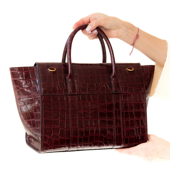 Mulberry Oxblood Bayswater Heritage Mock Croc Leather Bag