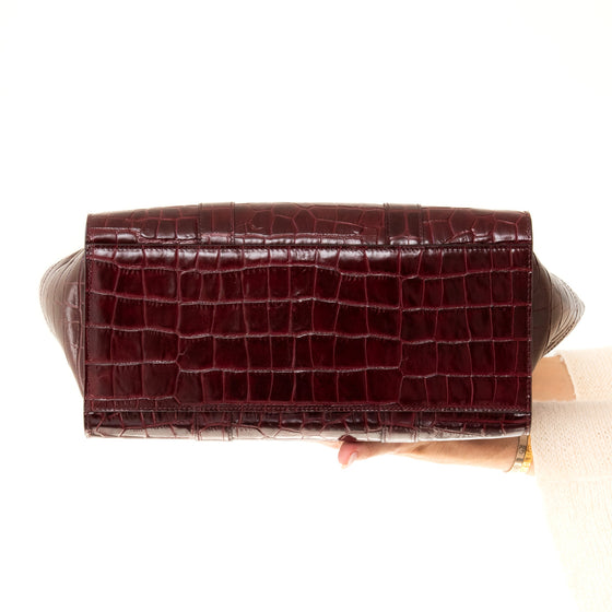 Mulberry Oxblood Bayswater Heritage Mock Croc Leather Bag