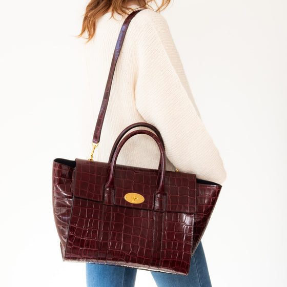 Mulberry Oxblood Bayswater Heritage Mock Croc Leather Bag