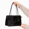 Prada Spazzolato Black Patent Shoulder Leather Bag