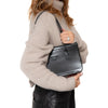 Prada Spazzolato Black Patent Shoulder Leather Bag