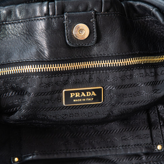 Prada Black Nappa Gaufre Shoulder  Bag