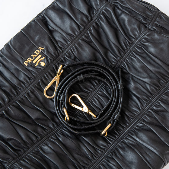 Prada Black Nappa Gaufre Shoulder  Bag