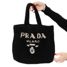  Prada Black Medium Shearling Tote Bag