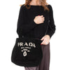 Prada Black Medium Shearling Tote Bag