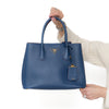 Prada Medium Deep Blue Saffiano Cuir Double Handle Tote Bag