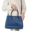 Prada Medium Deep Blue Saffiano Cuir Double Handle Tote Bag