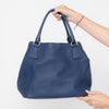 Prada Blue Vitello Daino Leather Shoulder Tote Bag
