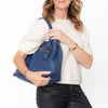 Prada Blue Vitello Daino Leather Shoulder Tote Bag