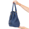 Prada Blue Vitello Daino Leather Shoulder Tote Bag