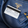 Prada Blue Vitello Daino Leather Shoulder Tote Bag