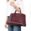 Prada Burgundy Saffiano Leather Bowler Tote Bag
