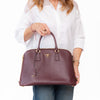 Prada Burgundy Saffiano Leather Bowler Tote Bag