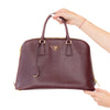Prada Burgundy Saffiano Leather Bowler Tote Bag