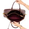 Prada Burgundy Saffiano Leather Bowler Tote Bag