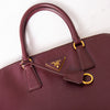Prada Burgundy Saffiano Leather Bowler Tote Bag