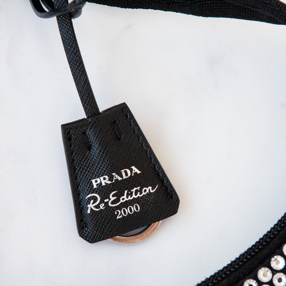 Prada Satin Mini Hobo Bag With Crystals Re Edition 2000