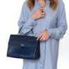 Prada Navy Crocodile Leather Tote Bag